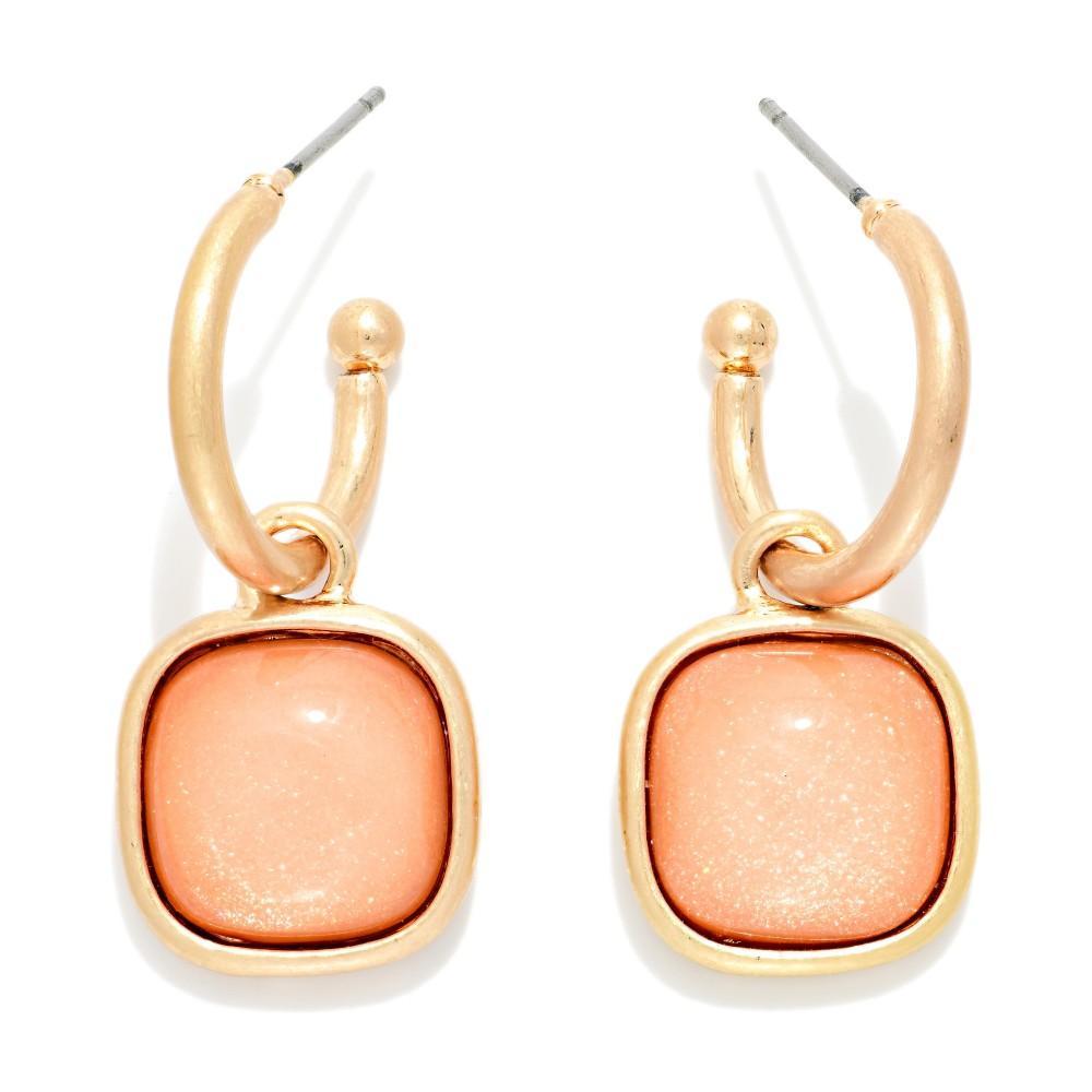 Orange Gem Hoop Earring