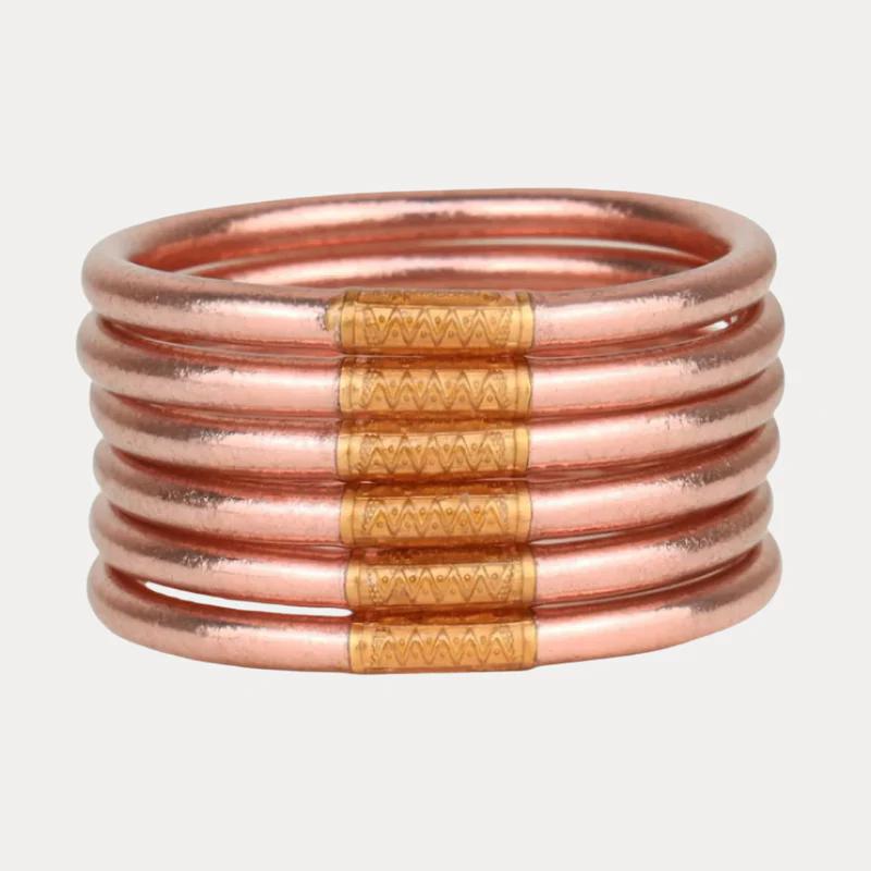 Rose Gold All Weather Bangles (Set Of 6) - Serenity Prayer by BuDhaGirl