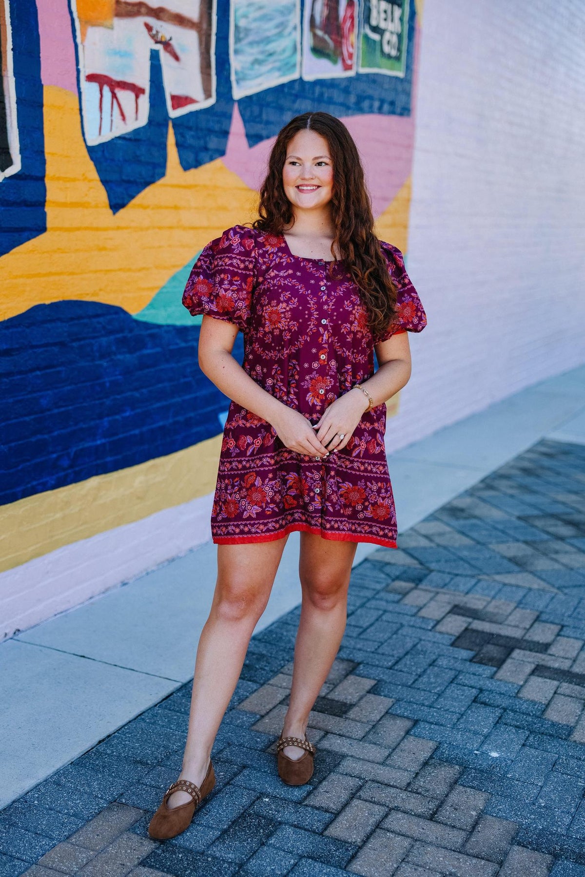 Printed Puff Sleeve Babydoll Dress