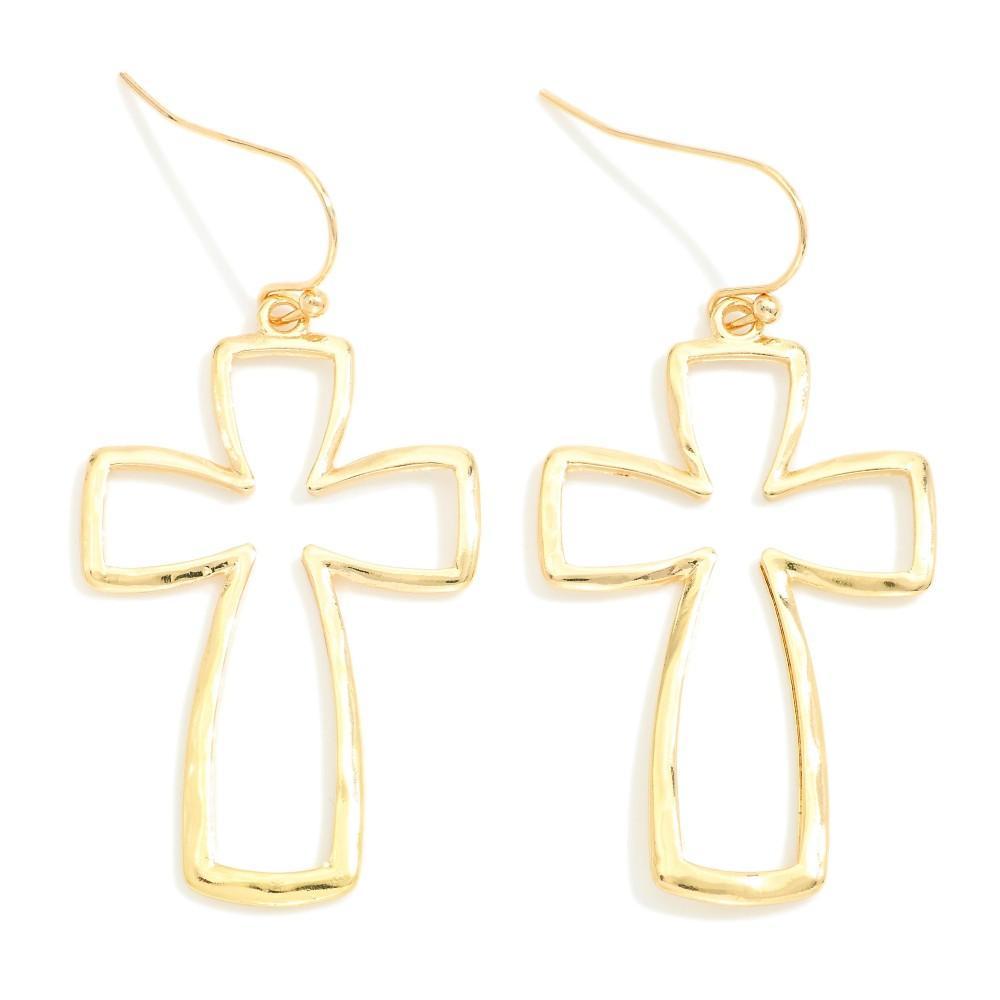 Heavenly Brushed Cross Earrings