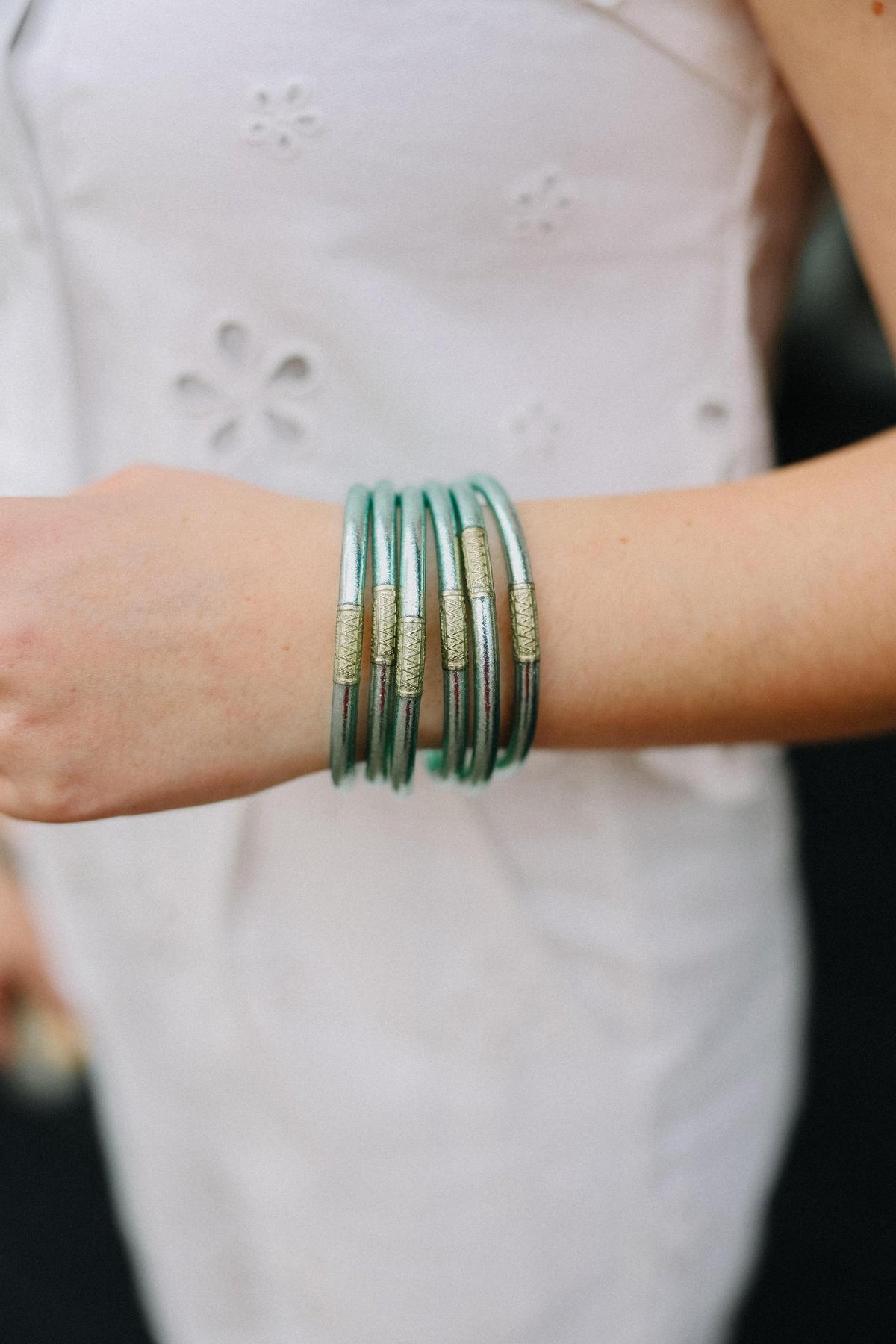 Mint All Weather Bangles By BuDhaGirl (set of 6)
