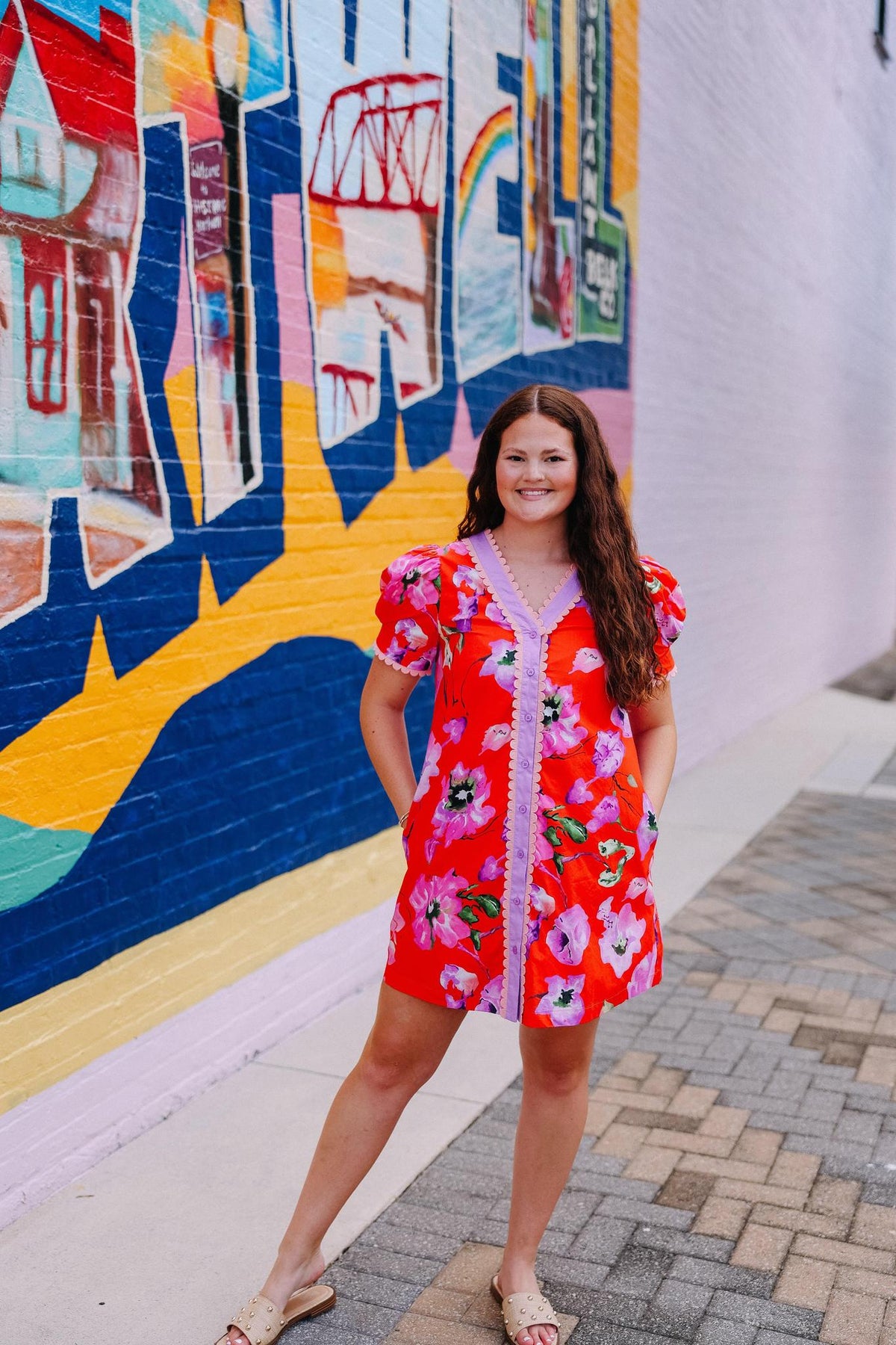 Red Floral Mini Dress