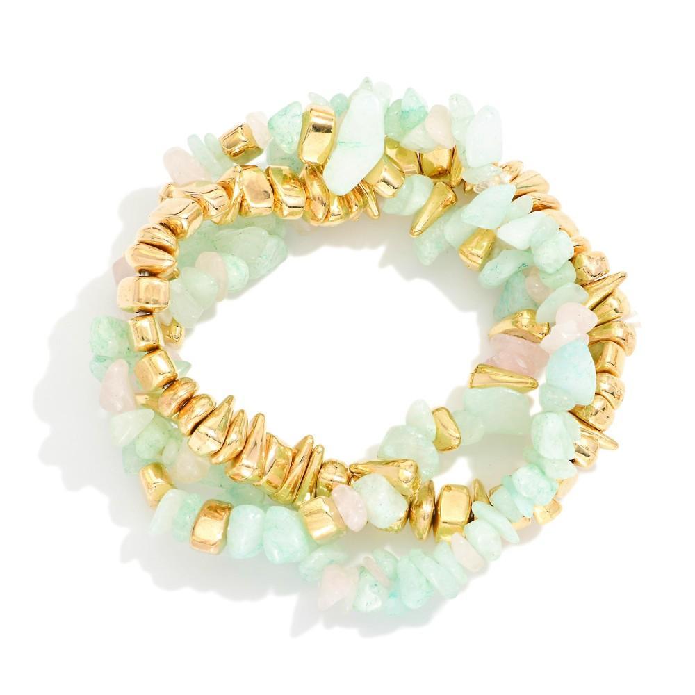 Mint and Blush Stretch Bracelet