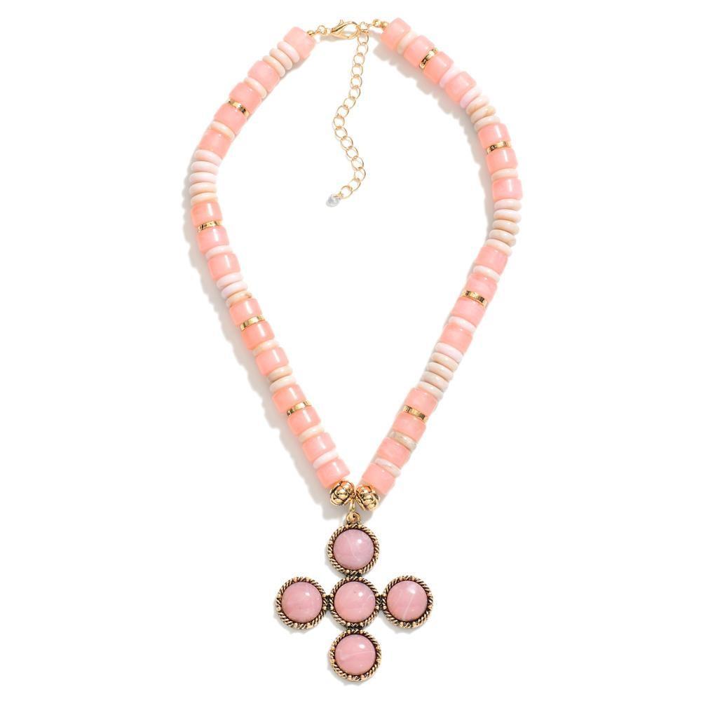 Blush Stone Cross Necklace