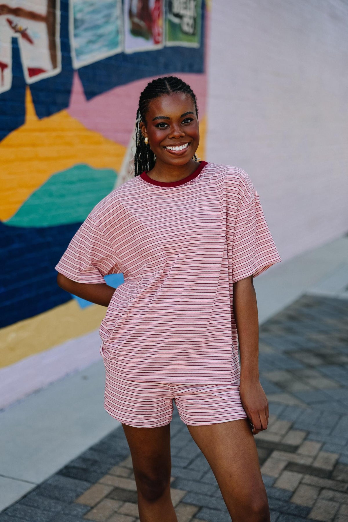 Striped Fleece Short Set