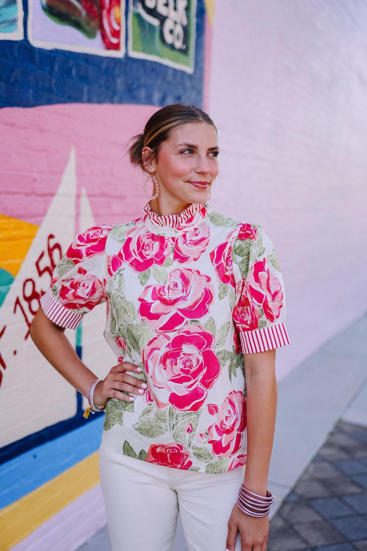 Fuchsia Floral Print Top