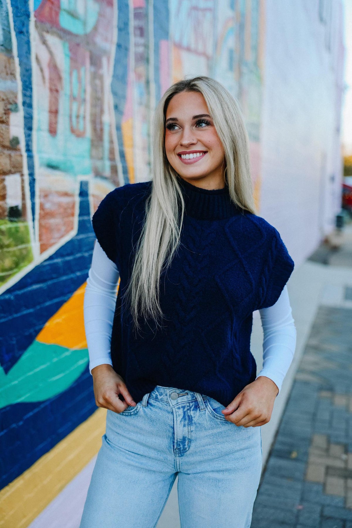 The Windsor Navy Knit Top