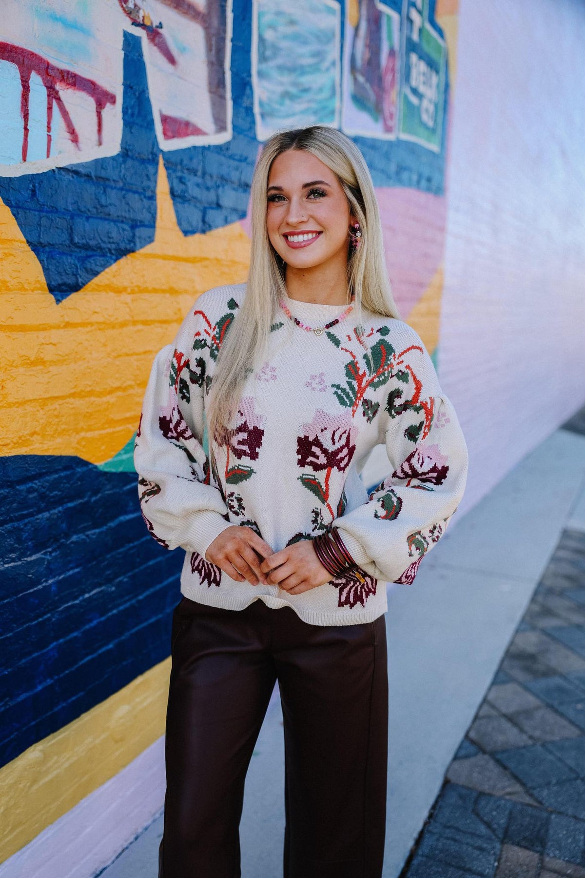 Cozy Cream Floral Sweater