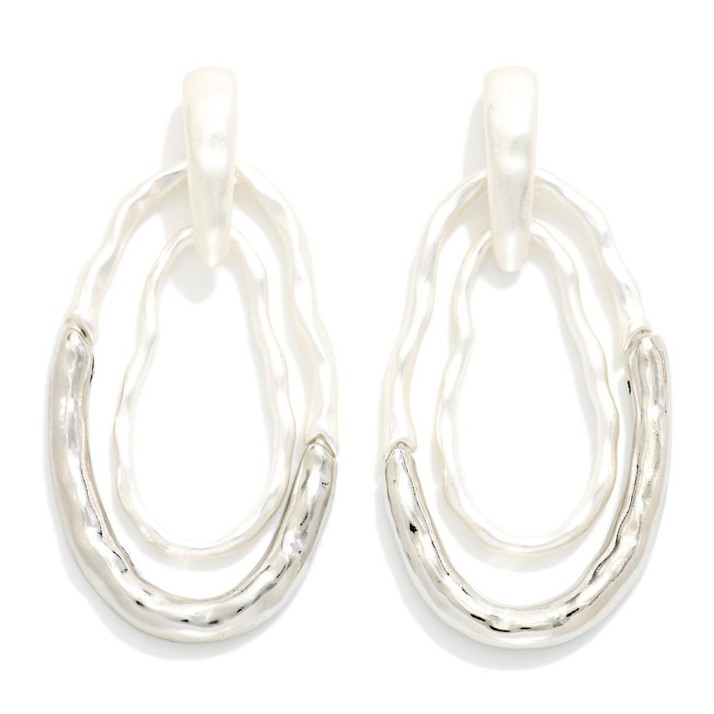 Sliver Nesting Wavy Ovals Drop Earring