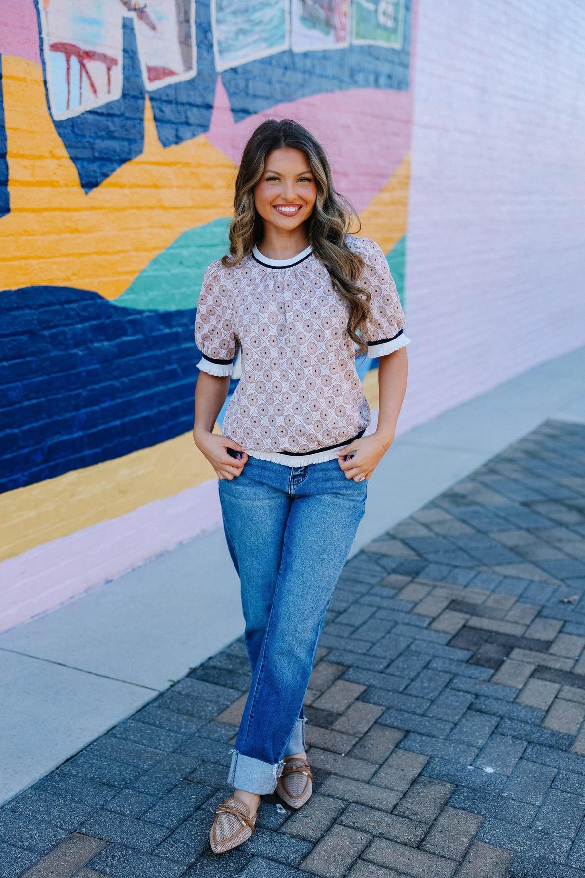 Preppy Petals Puff Sleeve Top
