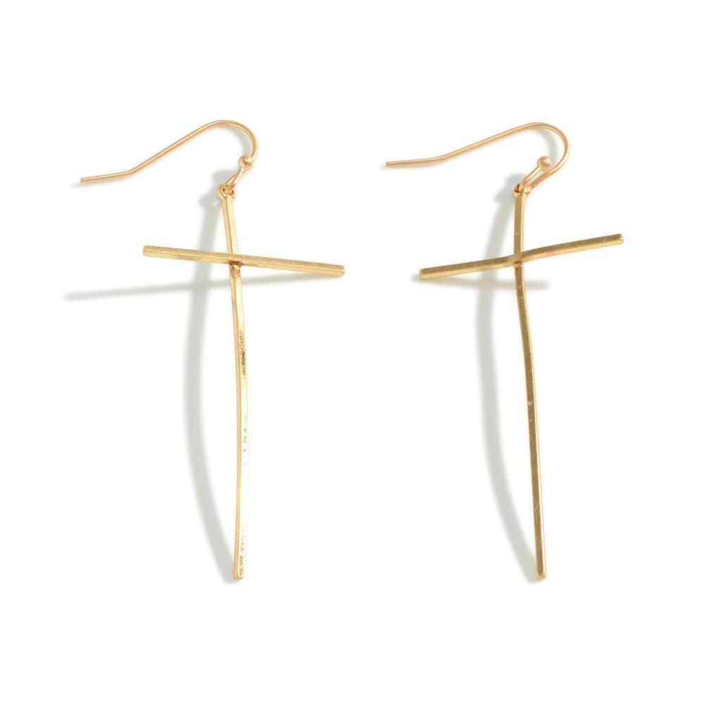 Curved Cross Earrings