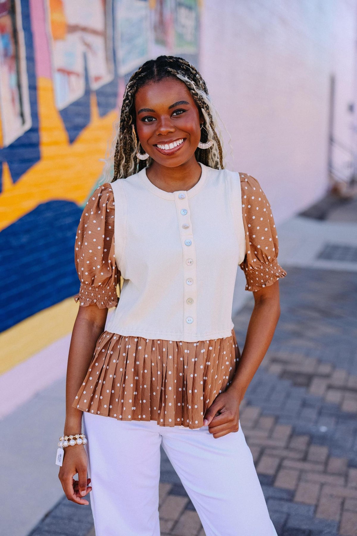 Mocha Polka Dot Top