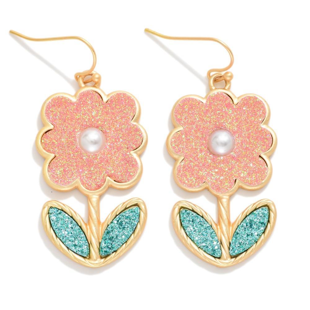 Glitter Glam Flower Earrings