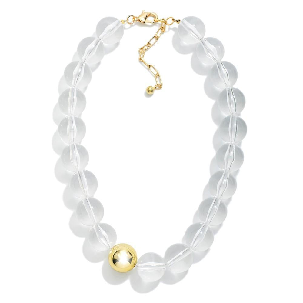 Chunky Clear Candy Stone Beaded Necklace