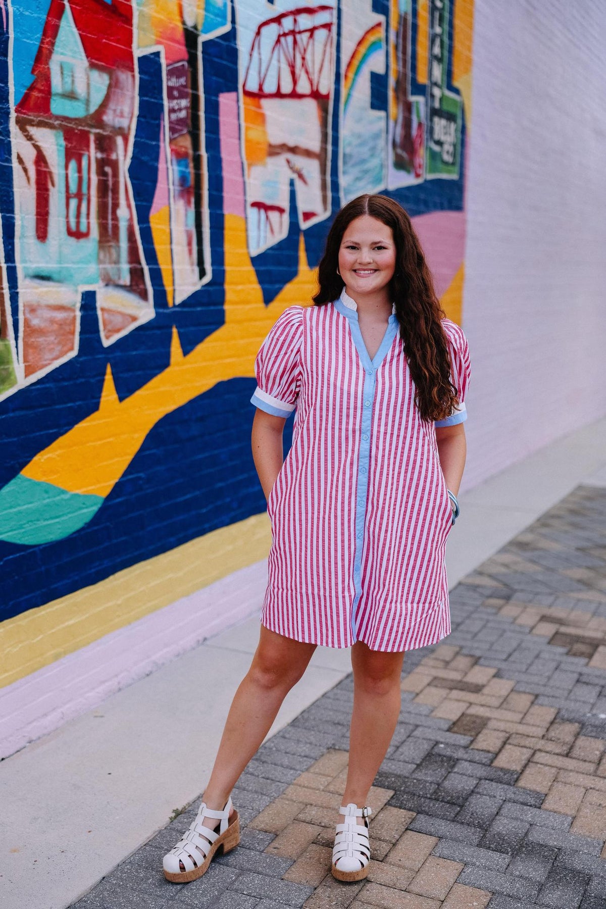 Red & White Striped Mini Dress